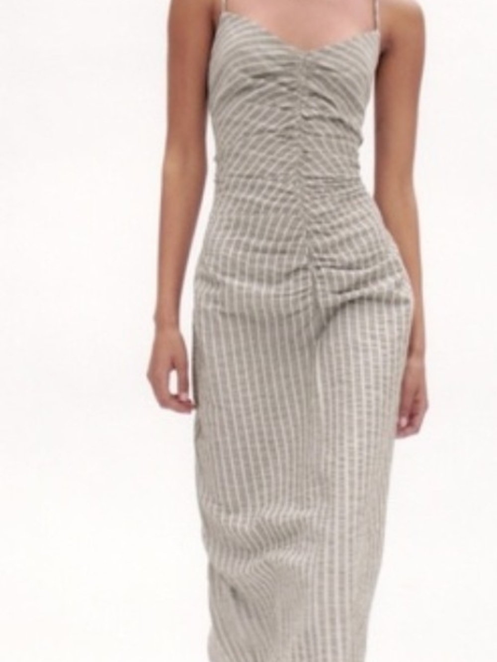 Zara Gray Pinstripe Pencil Midi Dress - Picture 2 of 4